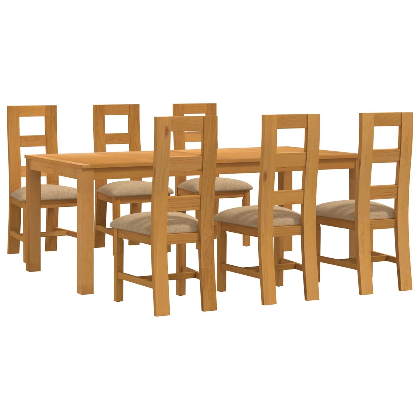 Spisestuesett 7 stk. Beige Massivt Eiketre