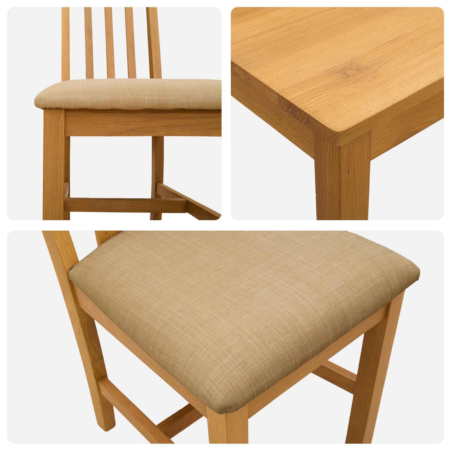 Spisestuesett 9 stk. Beige Massivt Eiketre
