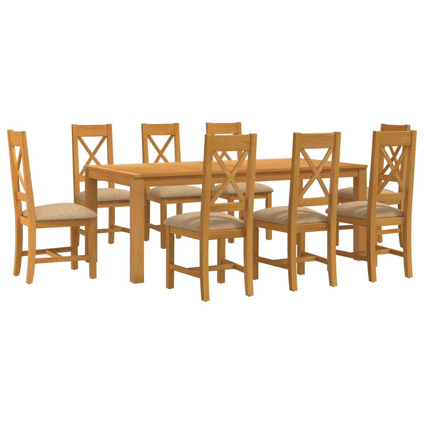 Spisestuesett 9 stk. Beige Massivt Eiketre
