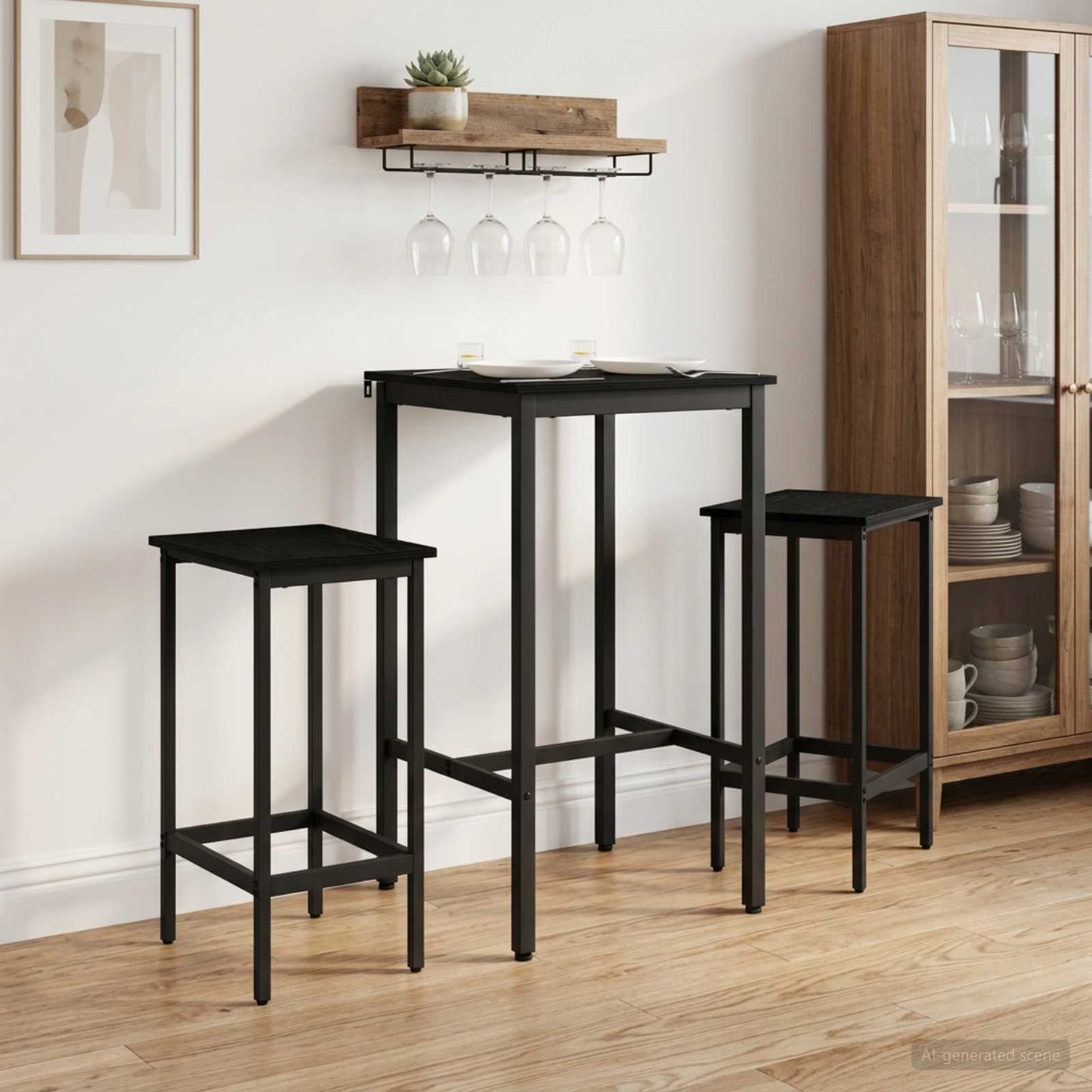 Barstol 2 pcs Svart eik 40 x 32 x 64 cm Konstruert tre