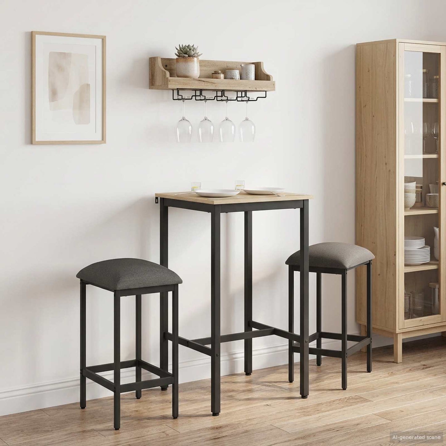 Barstol 2 pcs Lysegrå 40 x 32 x 64 cm Konstruert tre