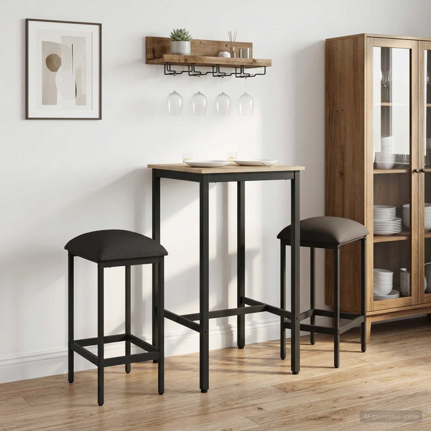 Barstol 2 pcs Mørkegrå 40 x 32 x 64 cm Konstruert tre