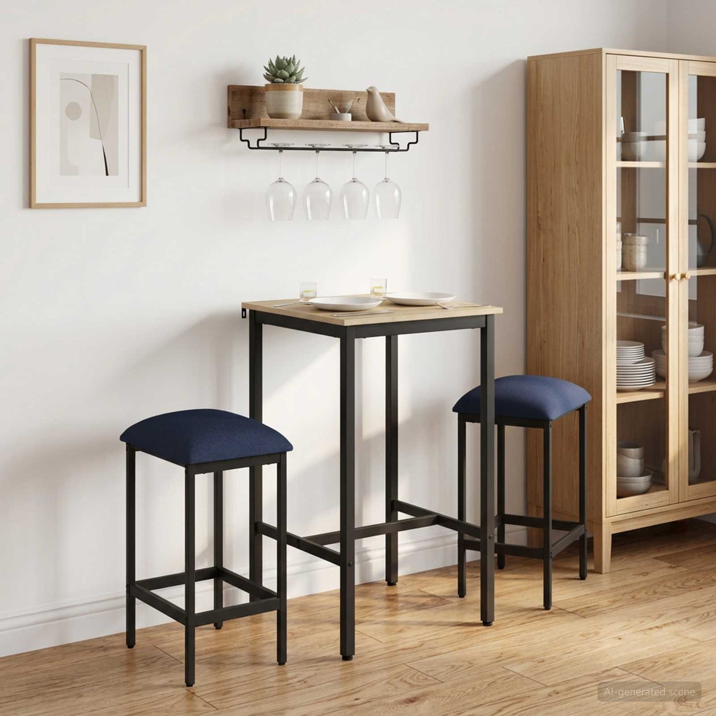 Barstol 2 pcs Blå 40 x 32 x 64 cm Konstruert tre