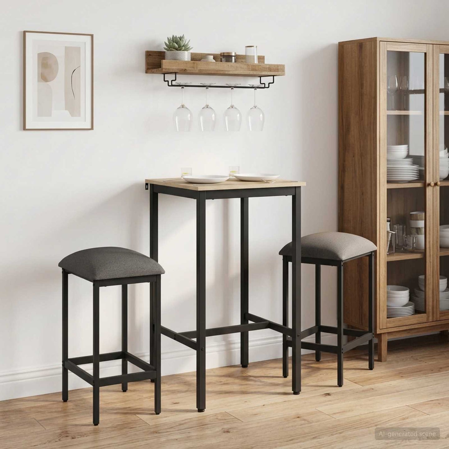 Barstol 2 pcs Lysegrå 40 x 32 x 74 cm Konstruert tre