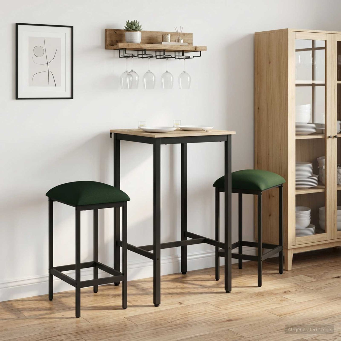 Barstol 2 pcs Mørkegrønn 40 x 32 x 74 cm Konstruert tre