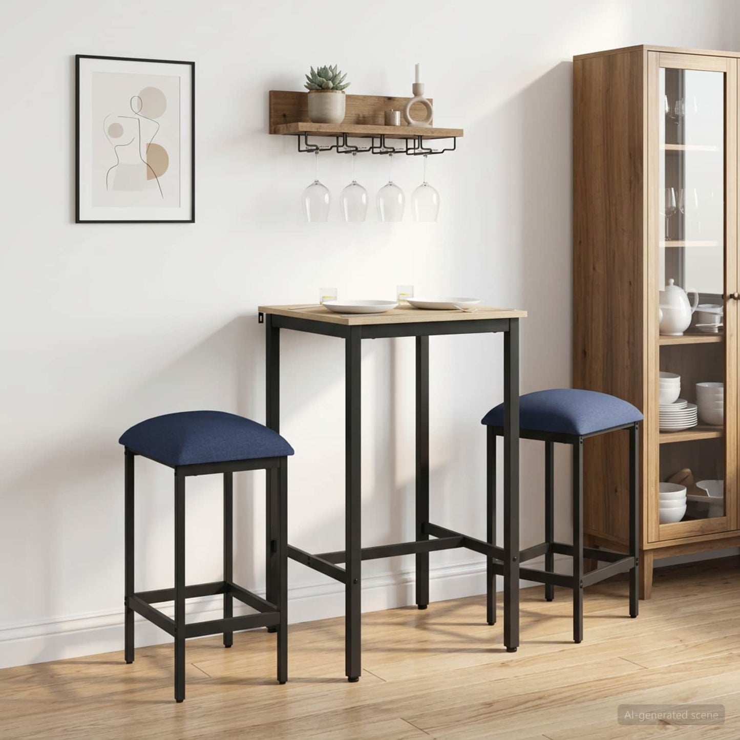 Barstol 2 pcs Blå 40 x 32 x 74 cm Konstruert tre