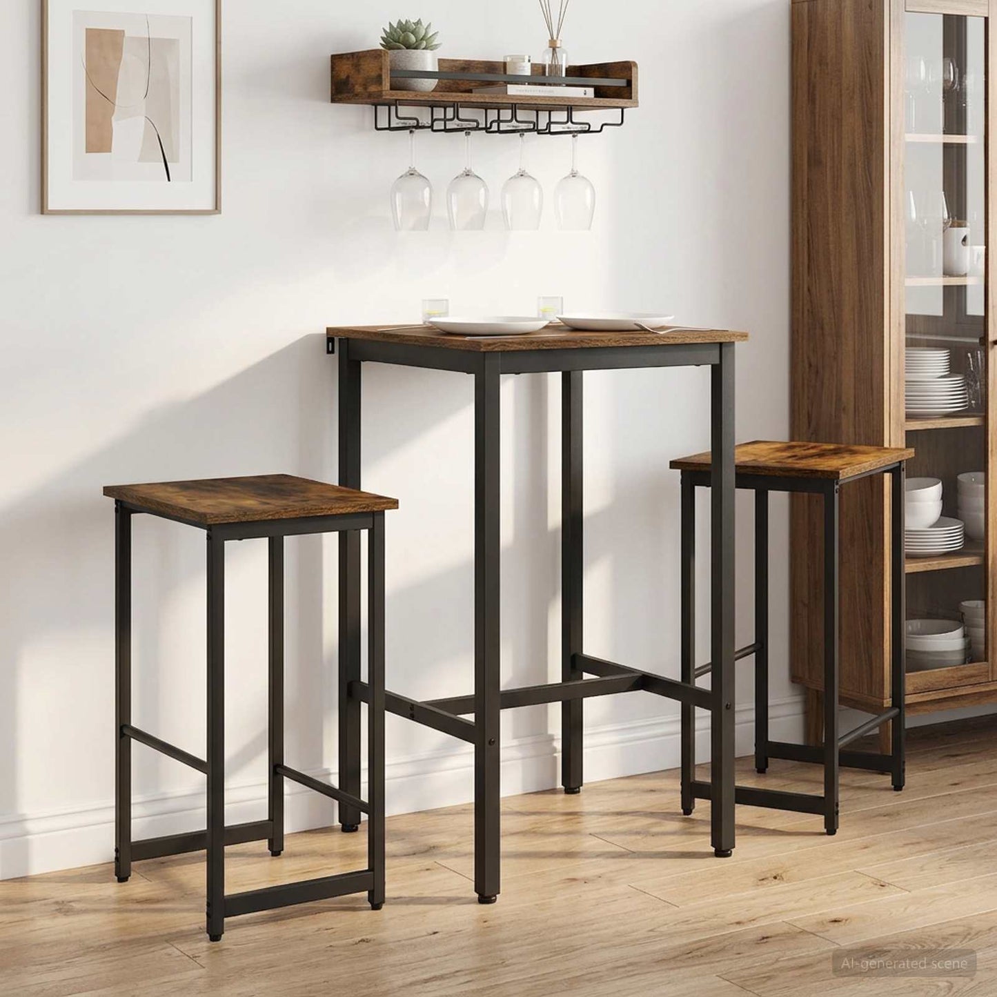 Barstol 2 stk. Røkt Eik 40 x 32 x 64 cm Konstruert tre