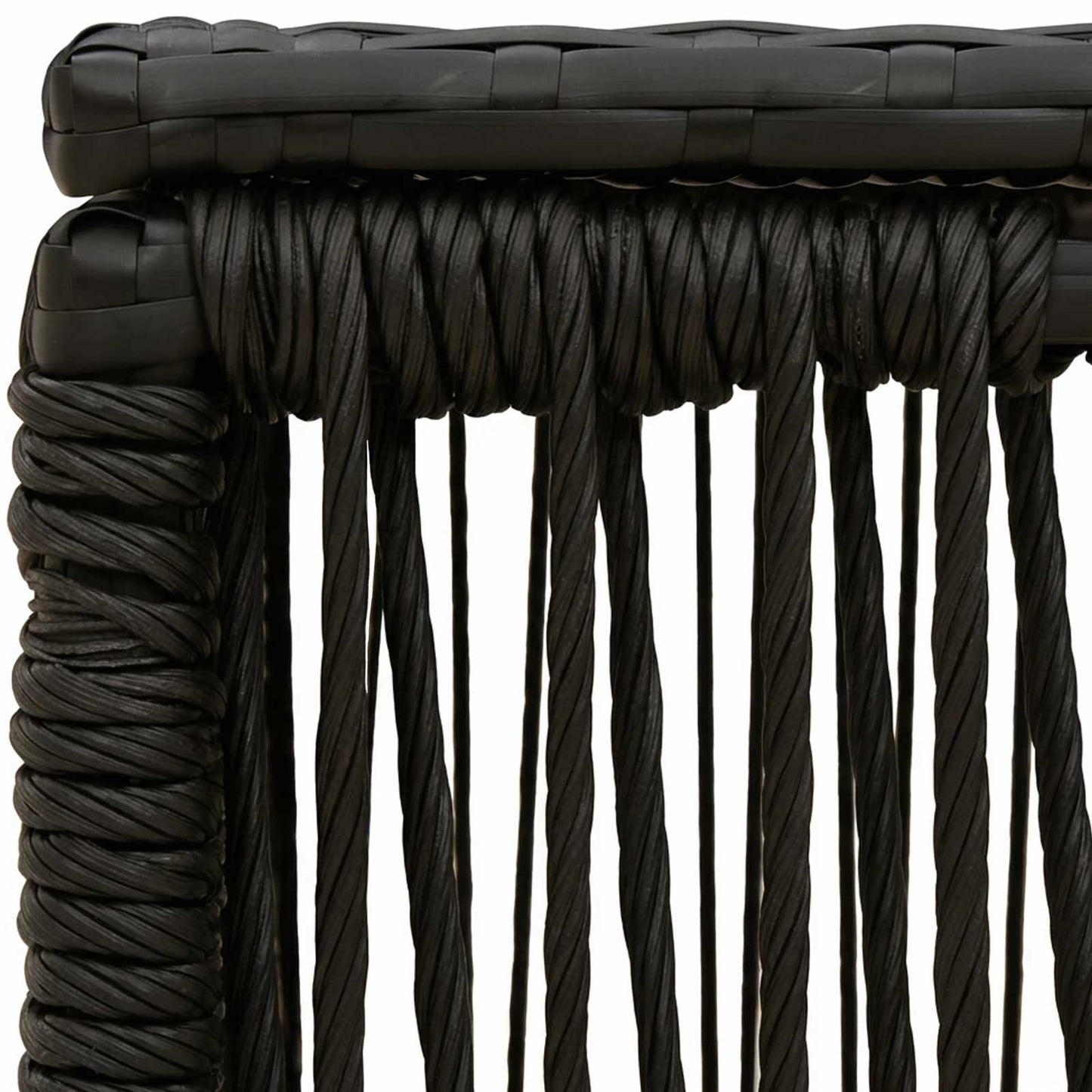 Hagebord Svart 55 x 55 x 37 cm PE Rattan og Glass