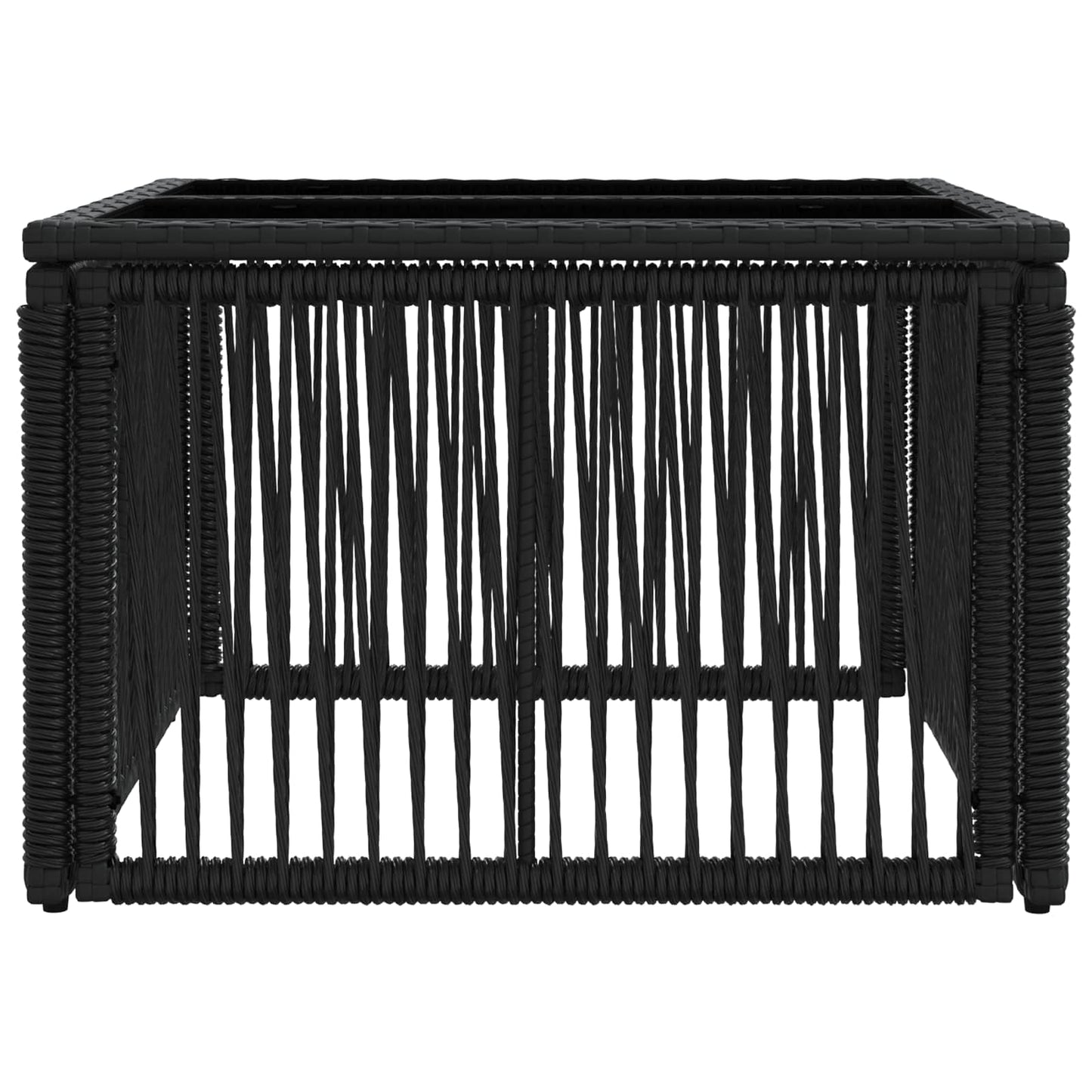 Hagebord Svart 55 x 55 x 37 cm PE Rattan og Glass