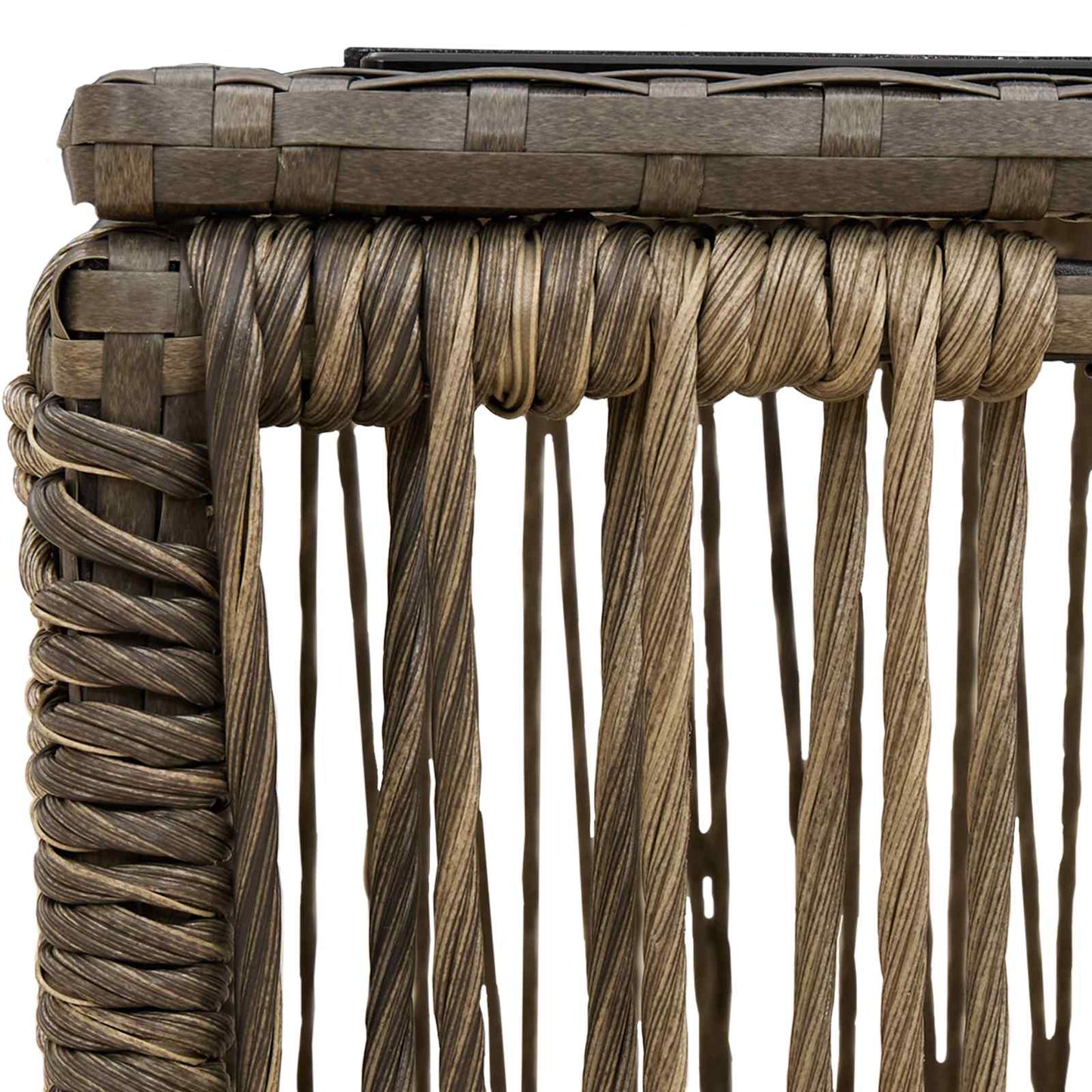 Hagebord Grå og svart 55 x 55 x 37 cm PE Rattan og Glass