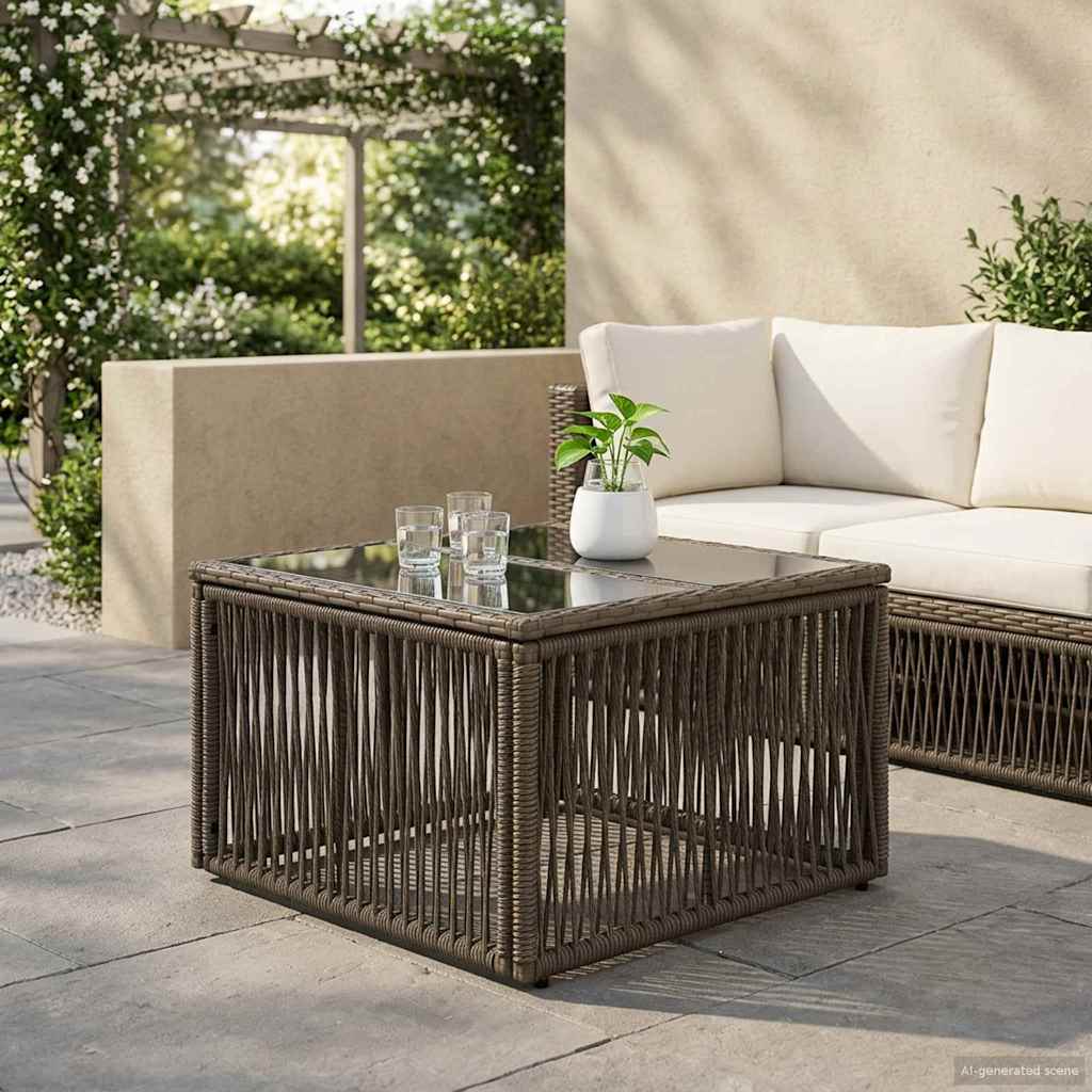 Hagebord Grå og svart 55 x 55 x 37 cm PE Rattan og Glass