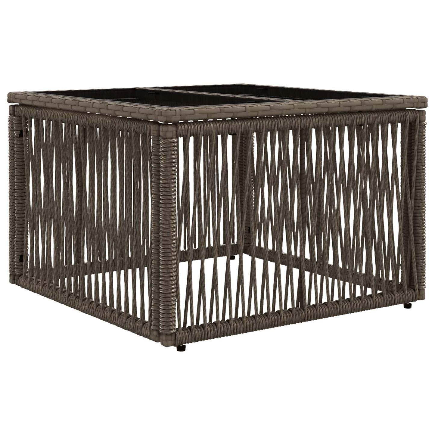 Hagebord Grå og svart 55 x 55 x 37 cm PE Rattan og Glass