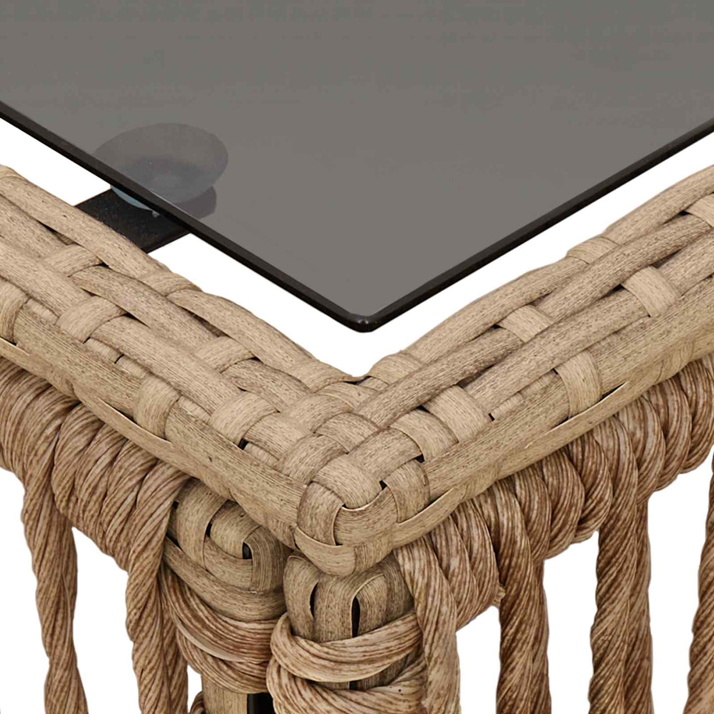 Hagebord Beige og svart 55 x 55 x 37 cm PE Rattan og Glass