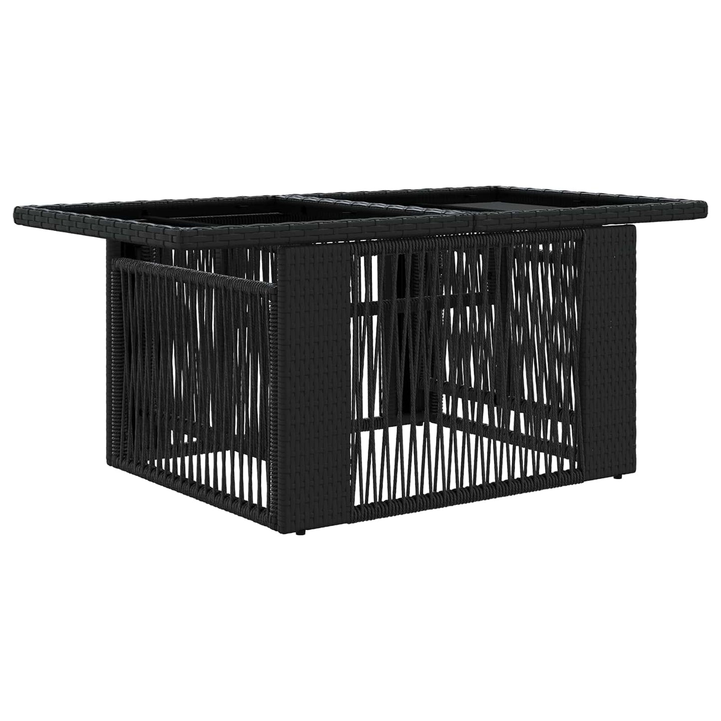 Hagebord Svart 100 x 55 x 37 cm PE Rattan og Glass