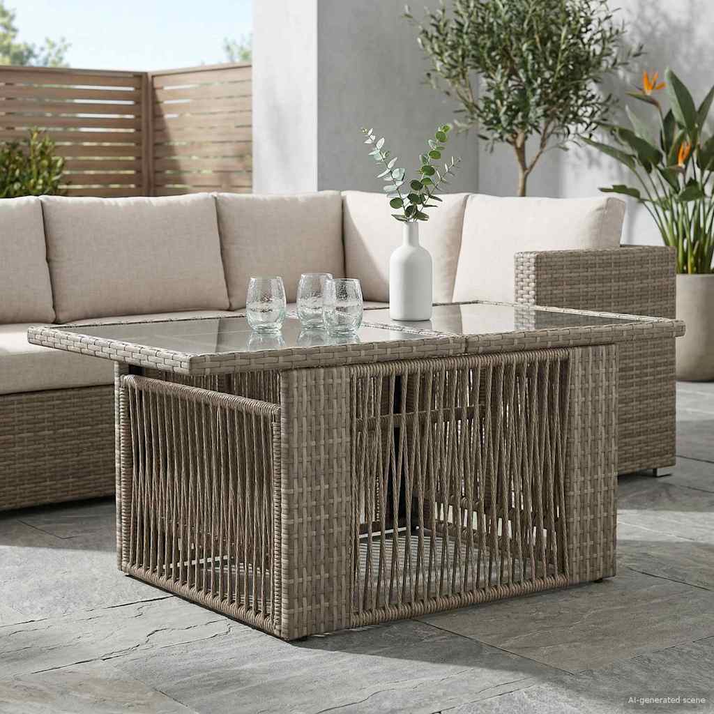 Hagebord Grå 100 x 55 x 37 cm PE Rattan og Glass