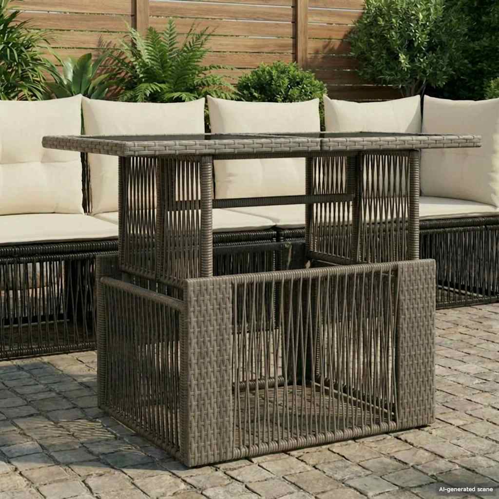 Hagebord Grå 100 x 55 x 37 cm PE Rattan og Glass