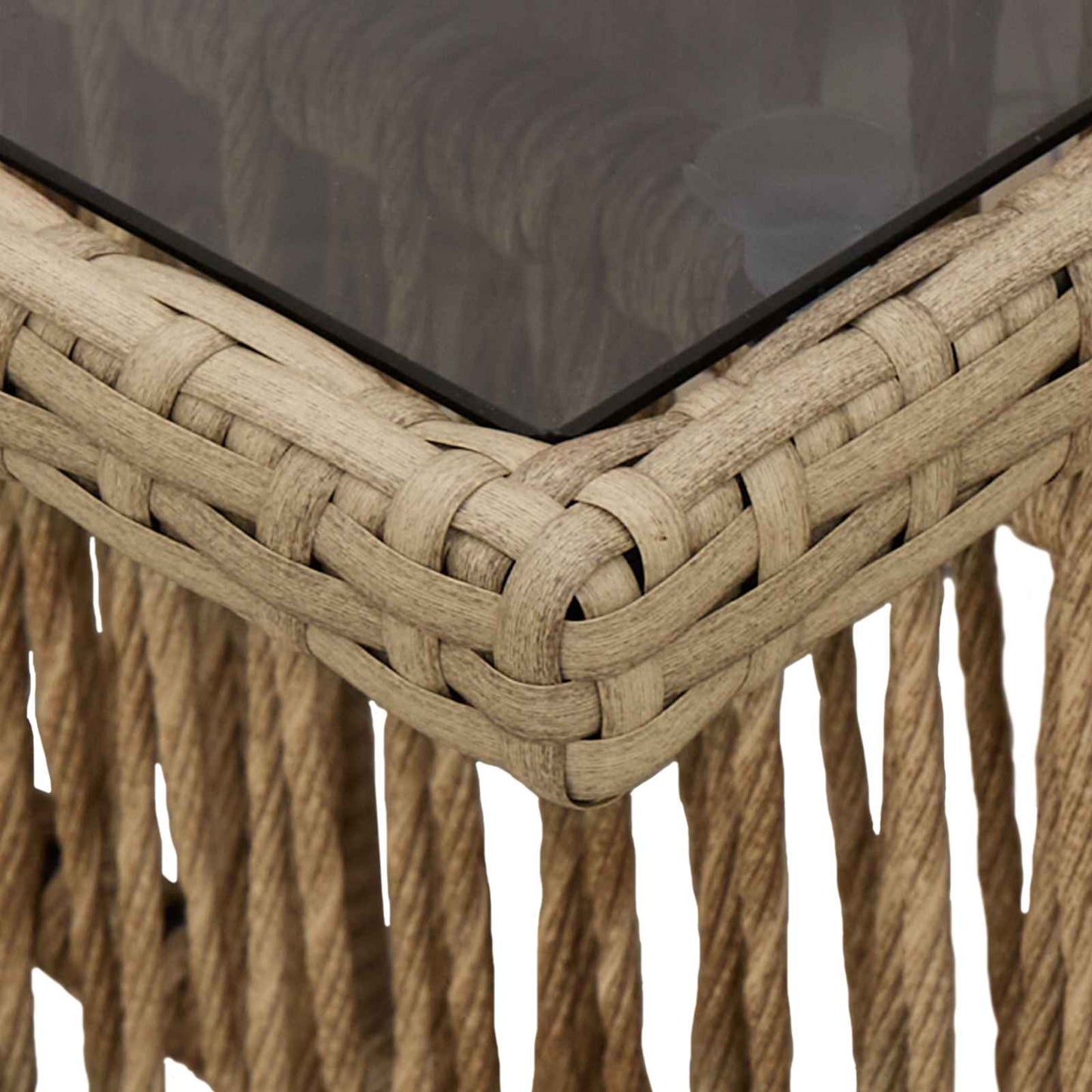 Hagebord Beige 100 x 55 x 37 cm PE Rattan og Glass