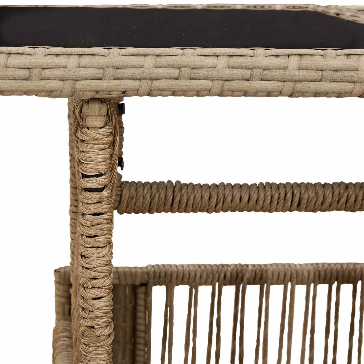 Hagebord Beige 100 x 55 x 37 cm PE Rattan og Glass
