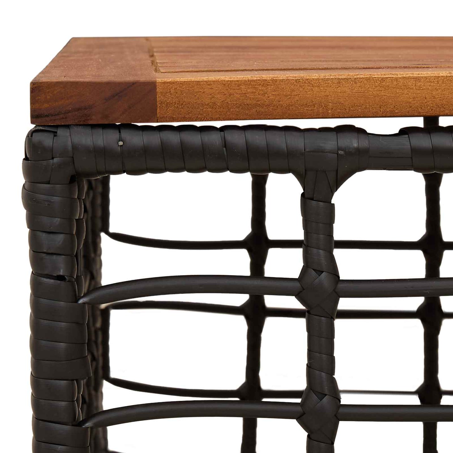 Hagebord Svart og naturlig 55 x 55 x 37 cm PE Rattan og Glass