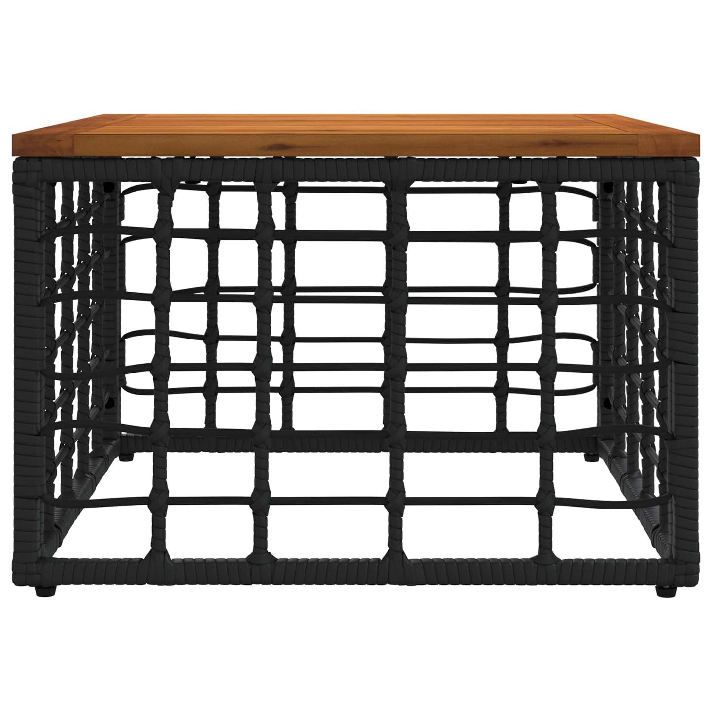 Hagebord Svart og naturlig 55 x 55 x 37 cm PE Rattan og Glass