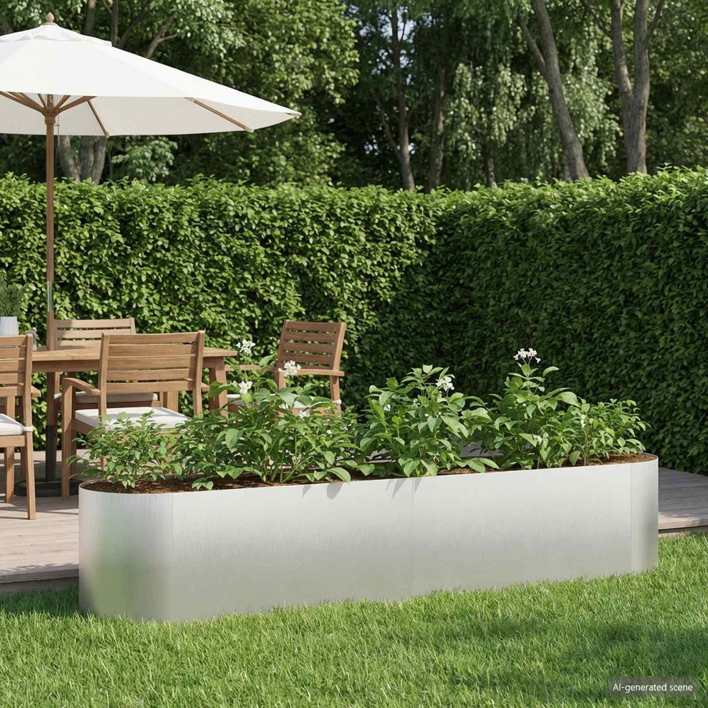 Hevet Hagebed Rustfritt stål 200 x 40 x 40 cm