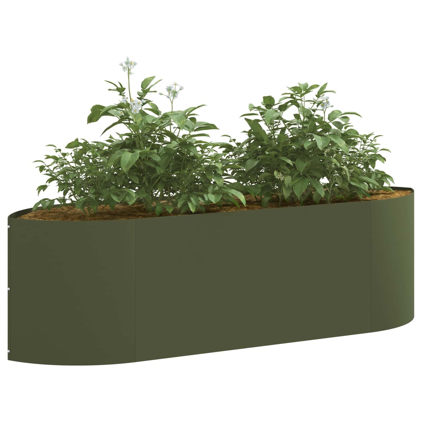 Hevet Hagebed Olivengrønn 140 x 40 x 40 cm Stål