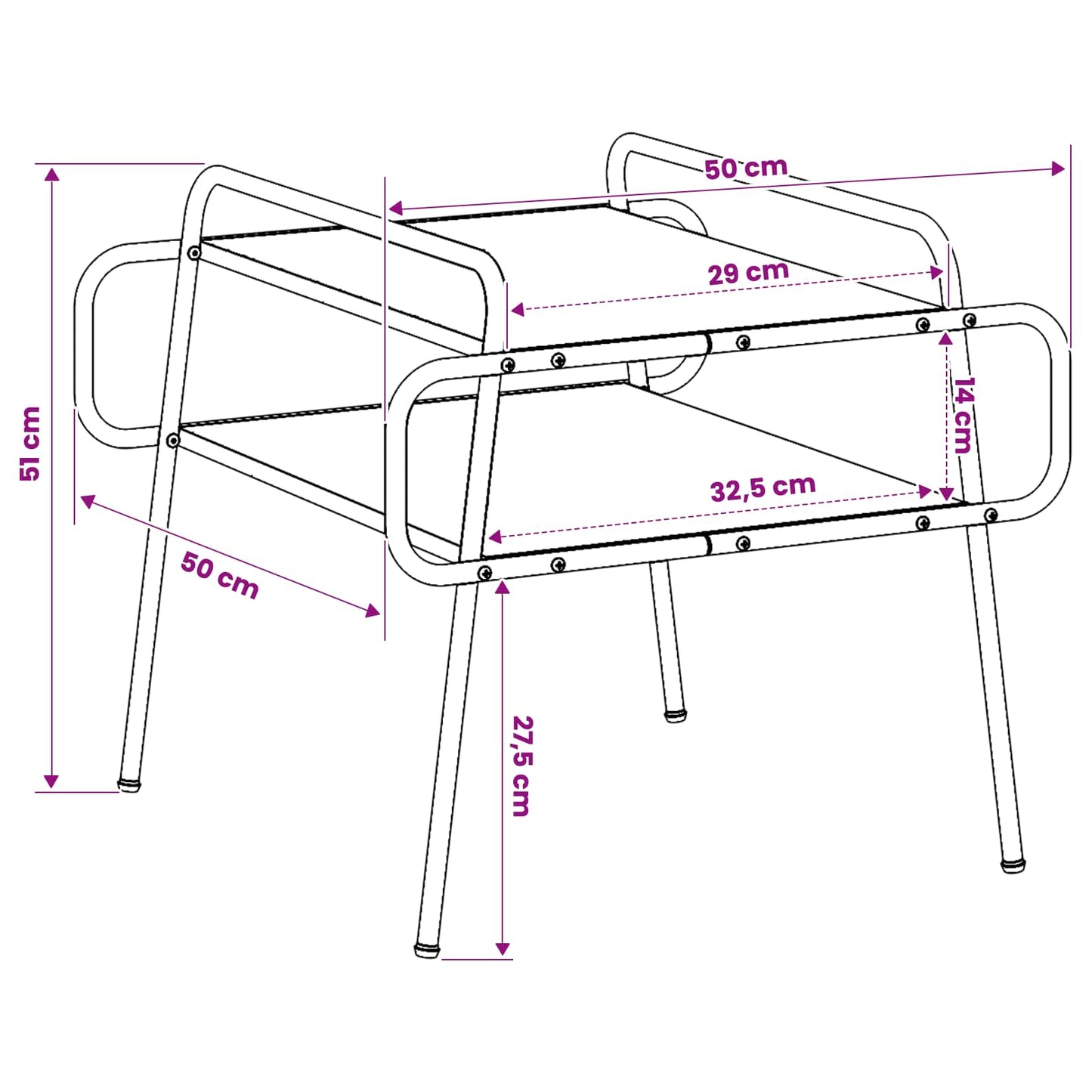 Kaffebord Svart eik 50 x 50 x 51 cm Konstruert tre