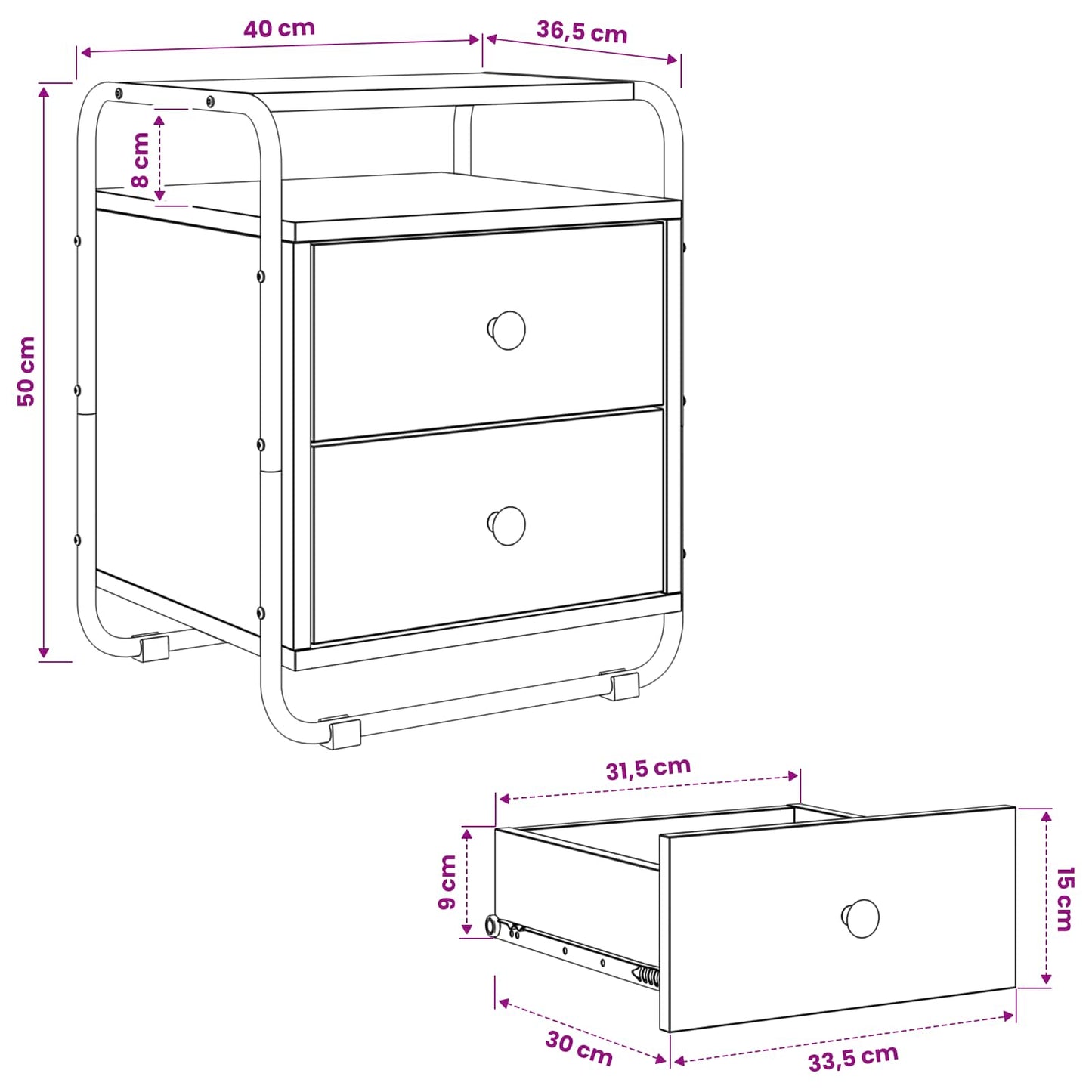 Nattbordskap Røkt Eik Konstruert tre