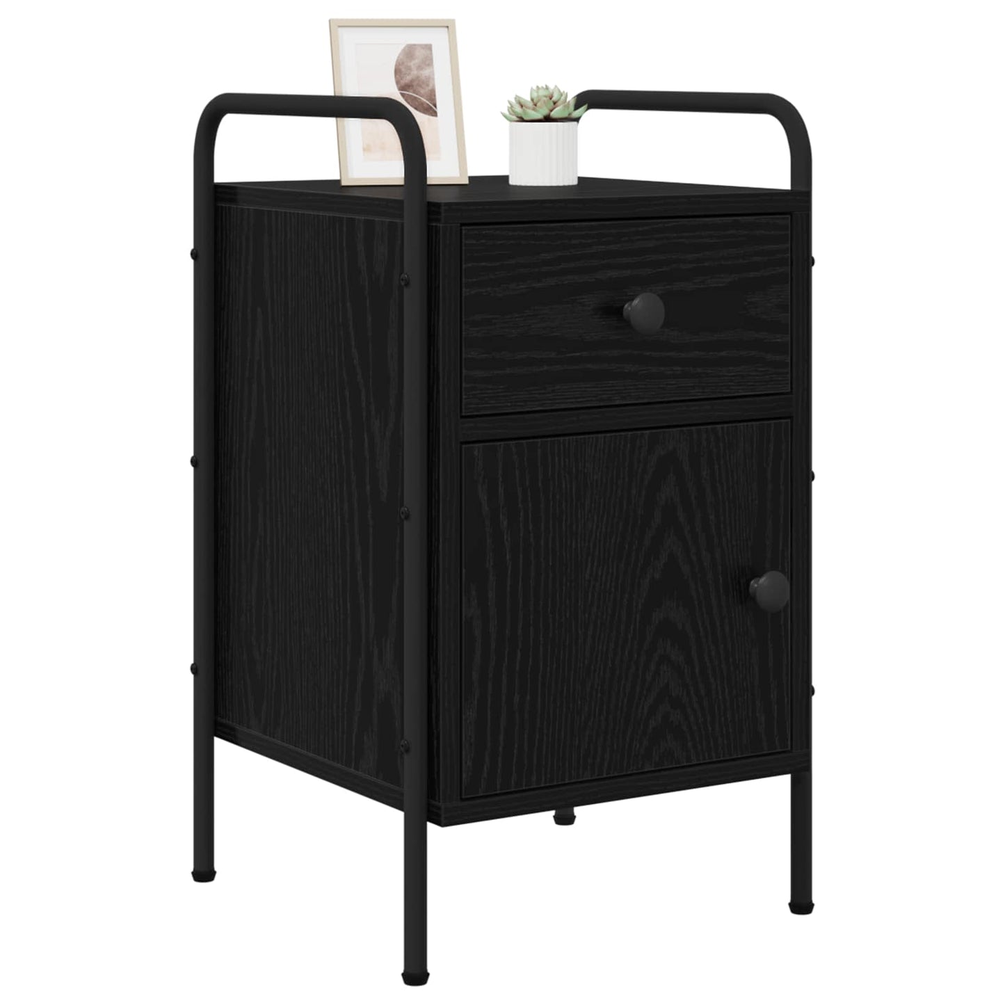 Nattbordskap Svart eik 35 x 36,5 x 61 cm Konstruert tre