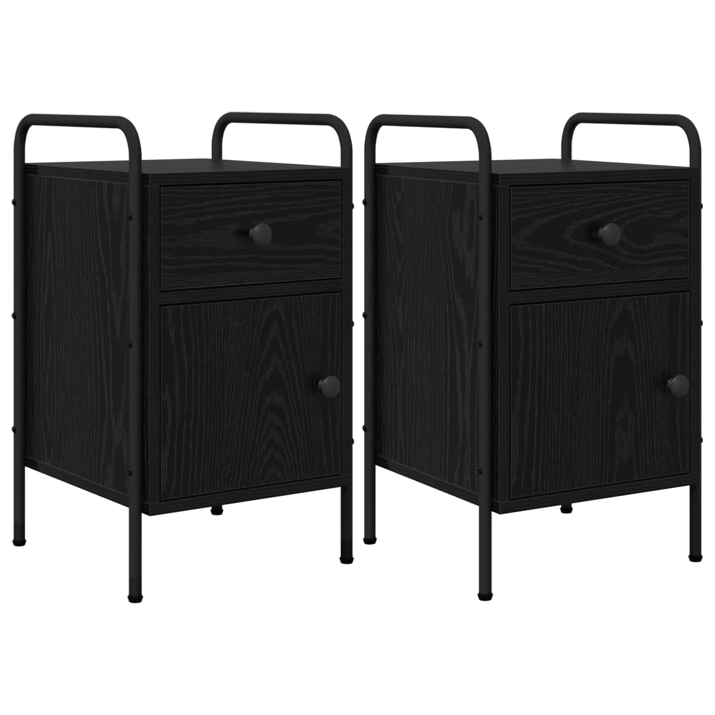 Nattbordskap 2 stk. Svart eik 35 x 36,5 x 61 cm Konstruert tre