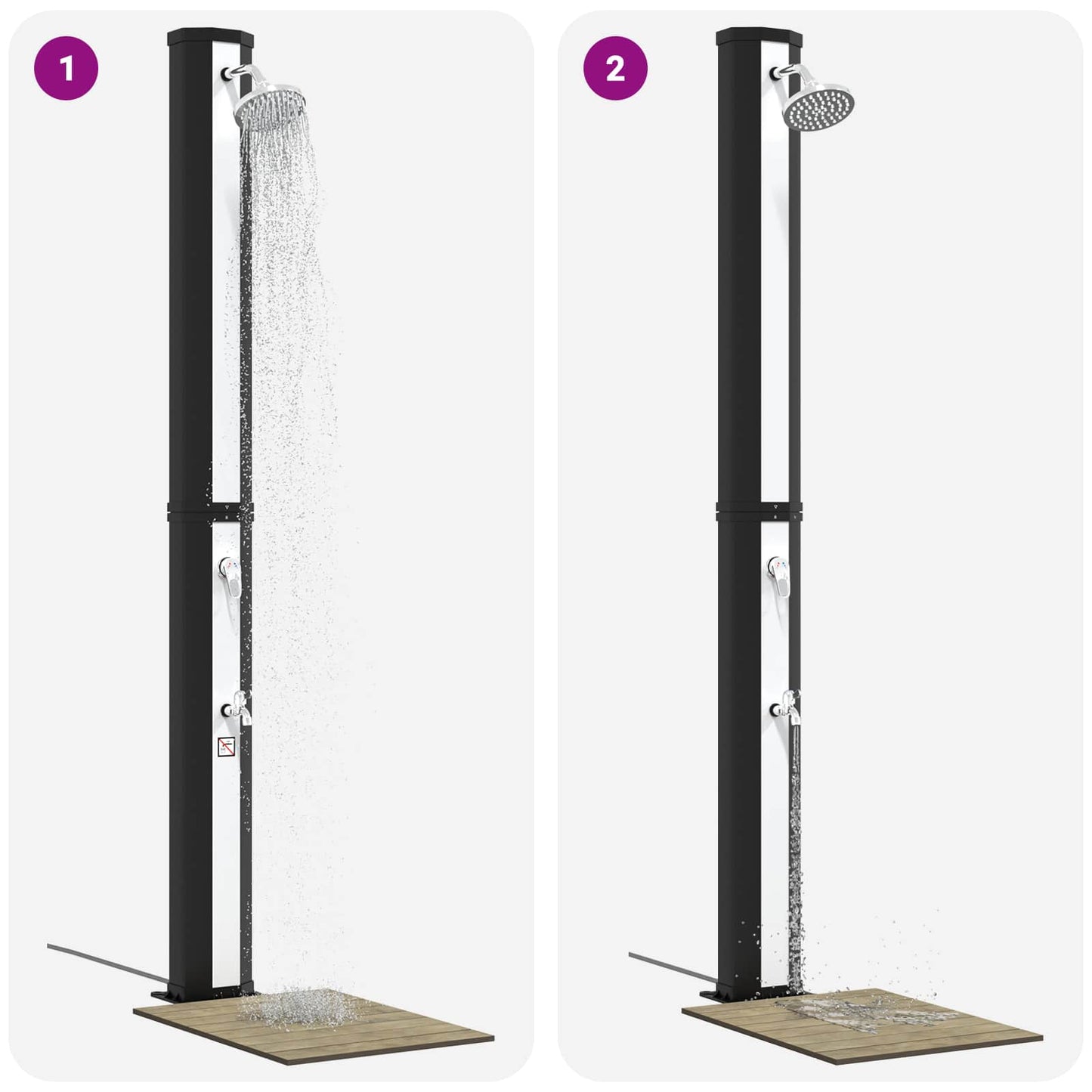 SolDusj med dusjhode og kran 40 l PVC, ABS, Sinklegering