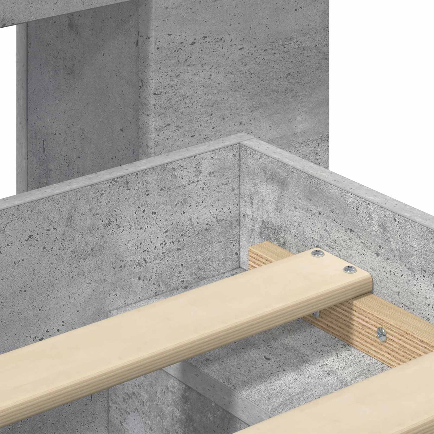 Sengeramme med oppbevaring Betonggrå 75 x 190 cm Konstruert tre