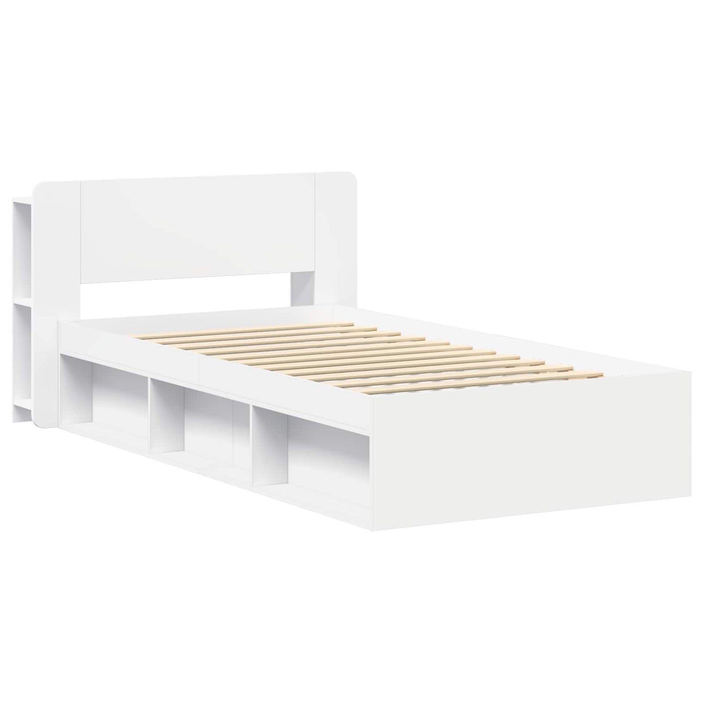 Sengeramme med oppbevaring Hvit 80 x 200 cm Konstruert tre