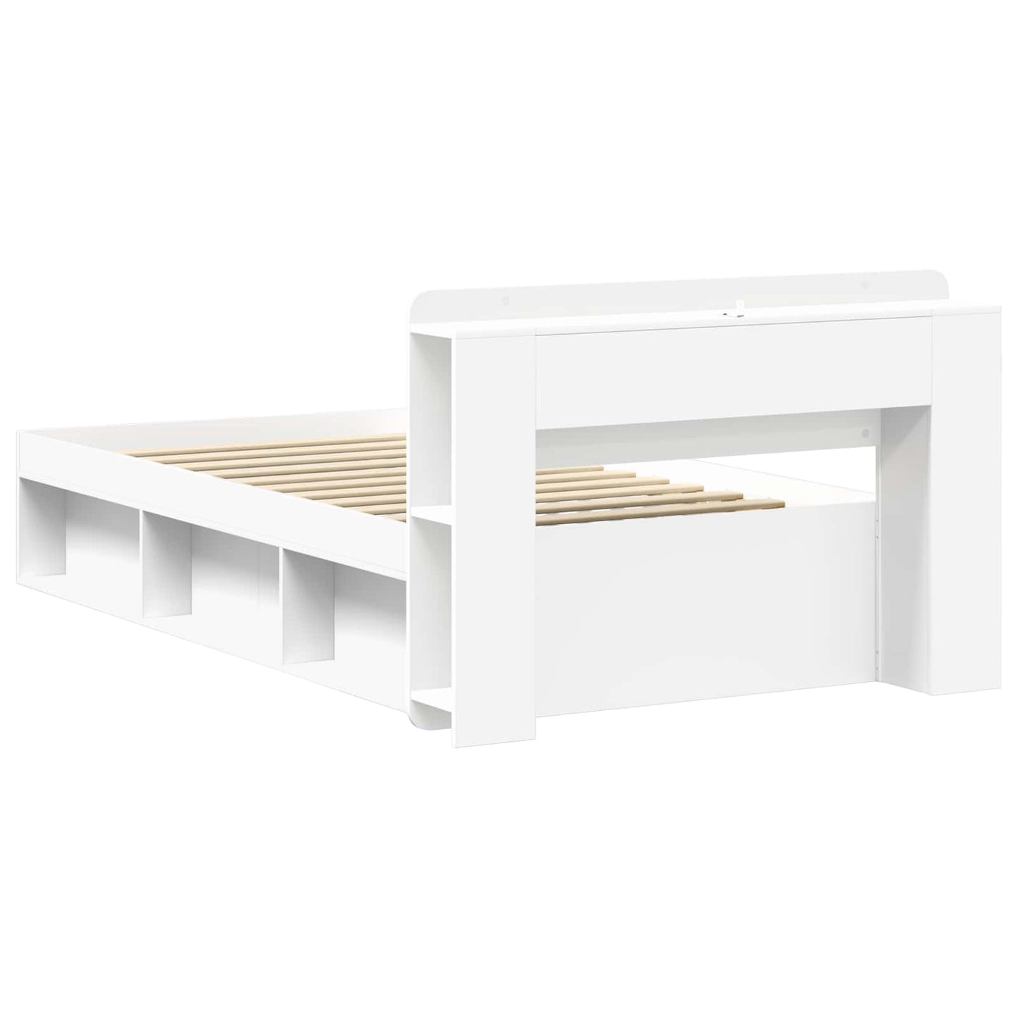 Sengeramme med oppbevaring Hvit 80 x 200 cm Konstruert tre