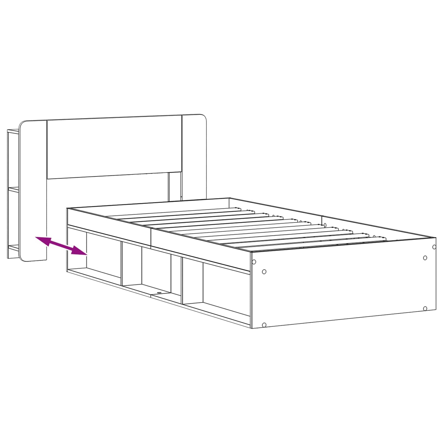Sengeramme med oppbevaring Hvit 80 x 200 cm Konstruert tre