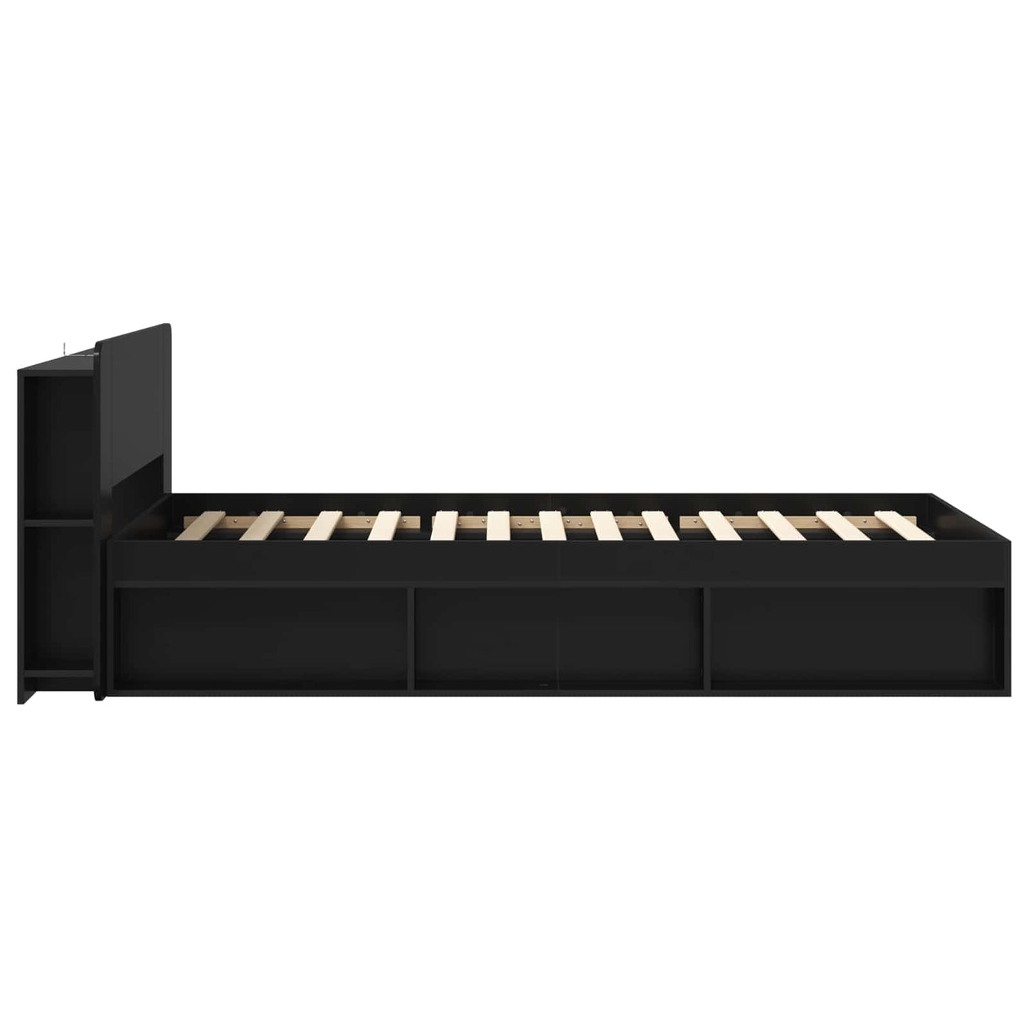 Sengeramme med oppbevaring Svart 90 x 190 cm Konstruert tre