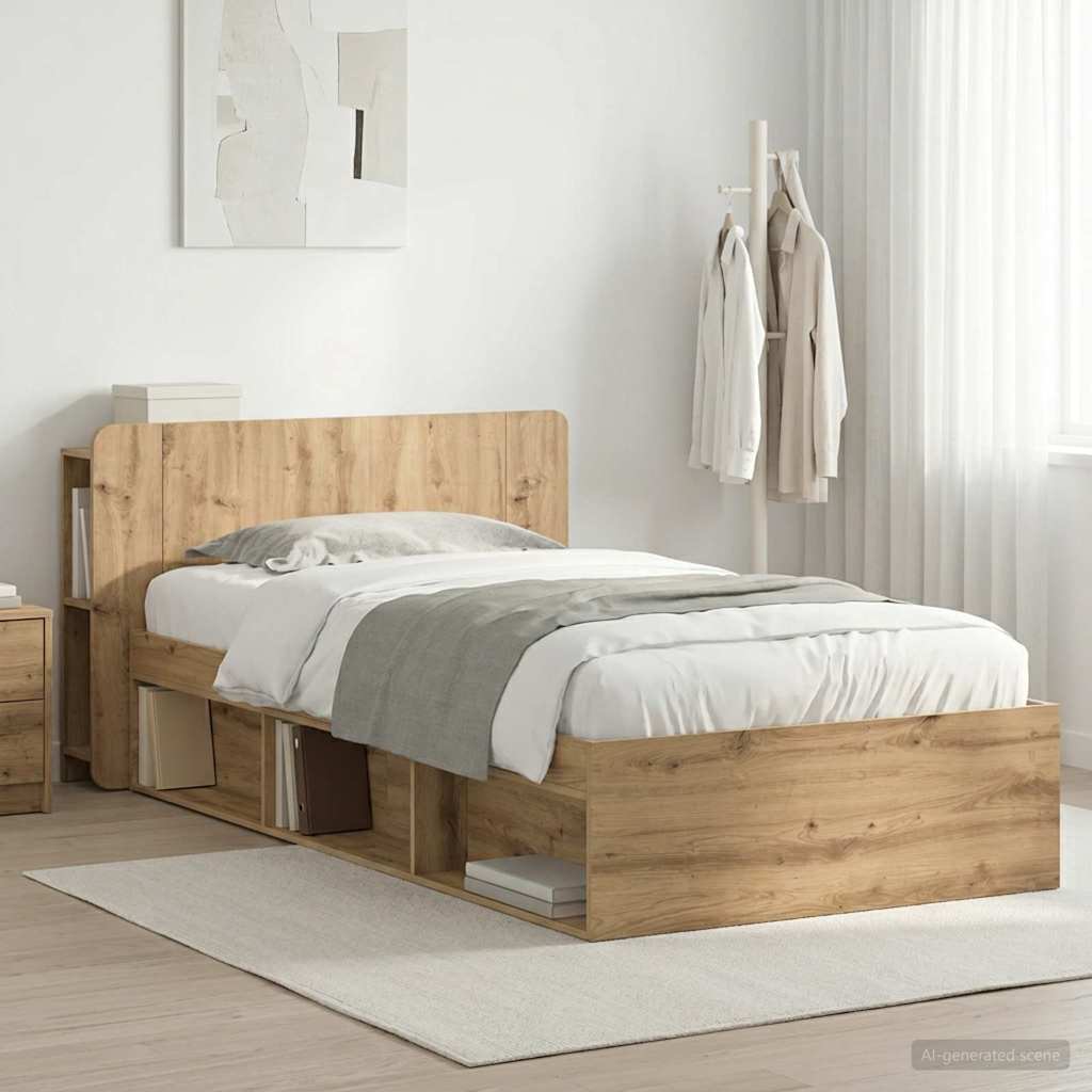 Sengeramme med oppbevaring Artisan eik 100 x 200 cm
