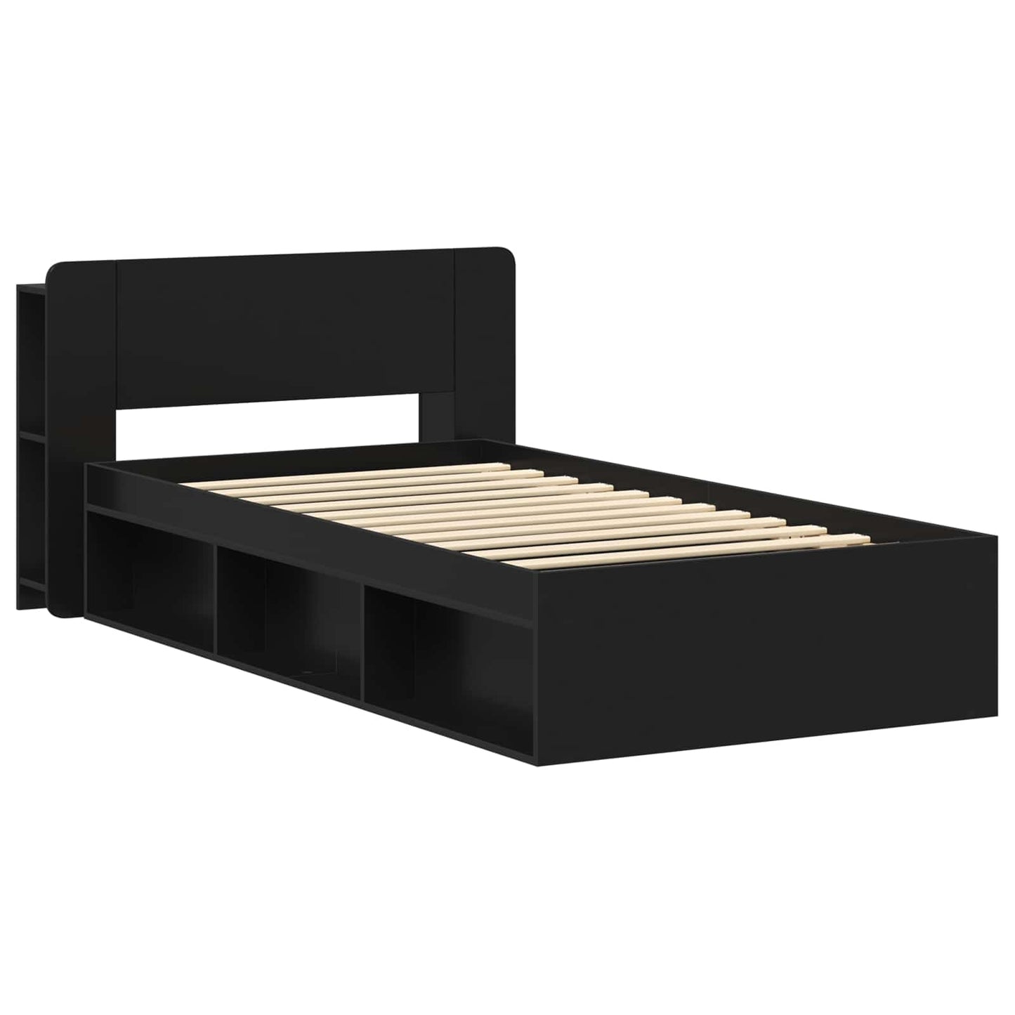 Sengeramme med oppbevaring Svart 90 x 200 cm Konstruert tre