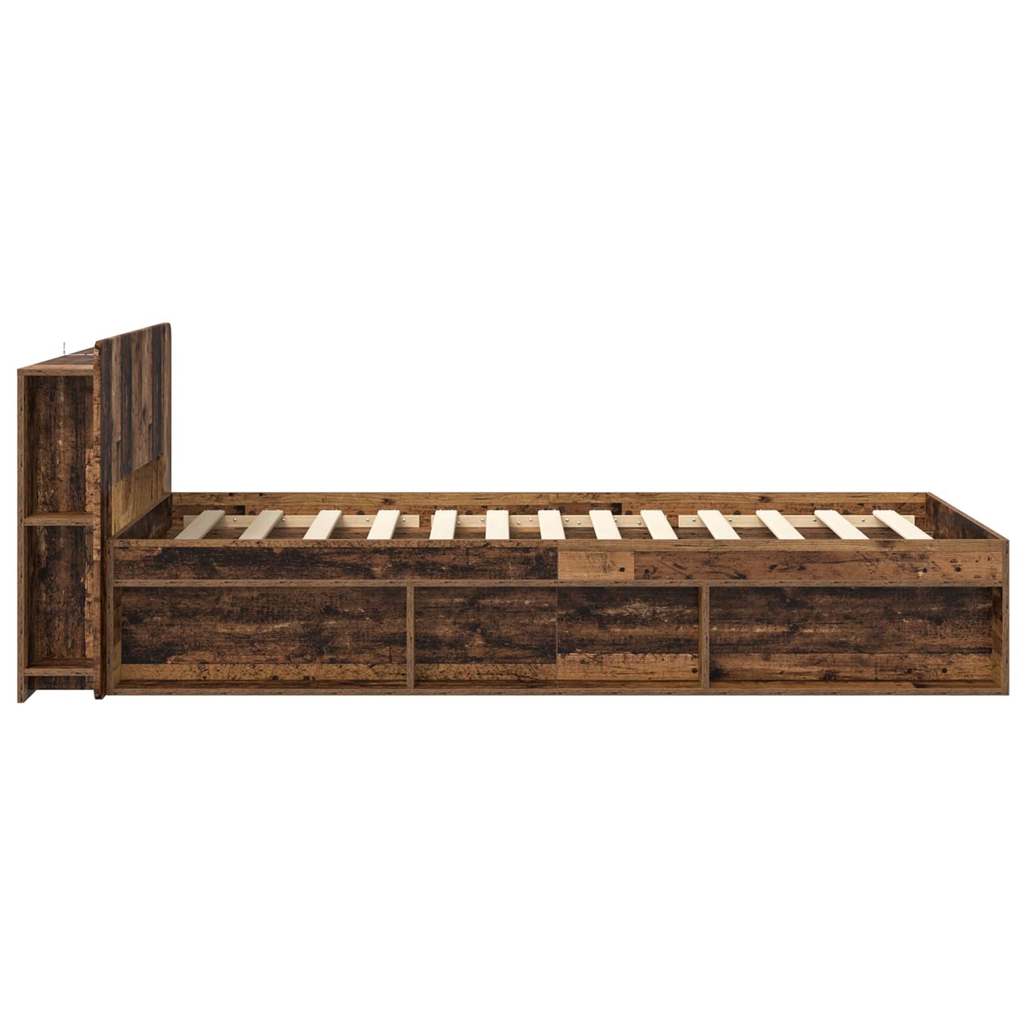 Sengeramme med oppbevaring Gammelt tre 90 x 200 cm
