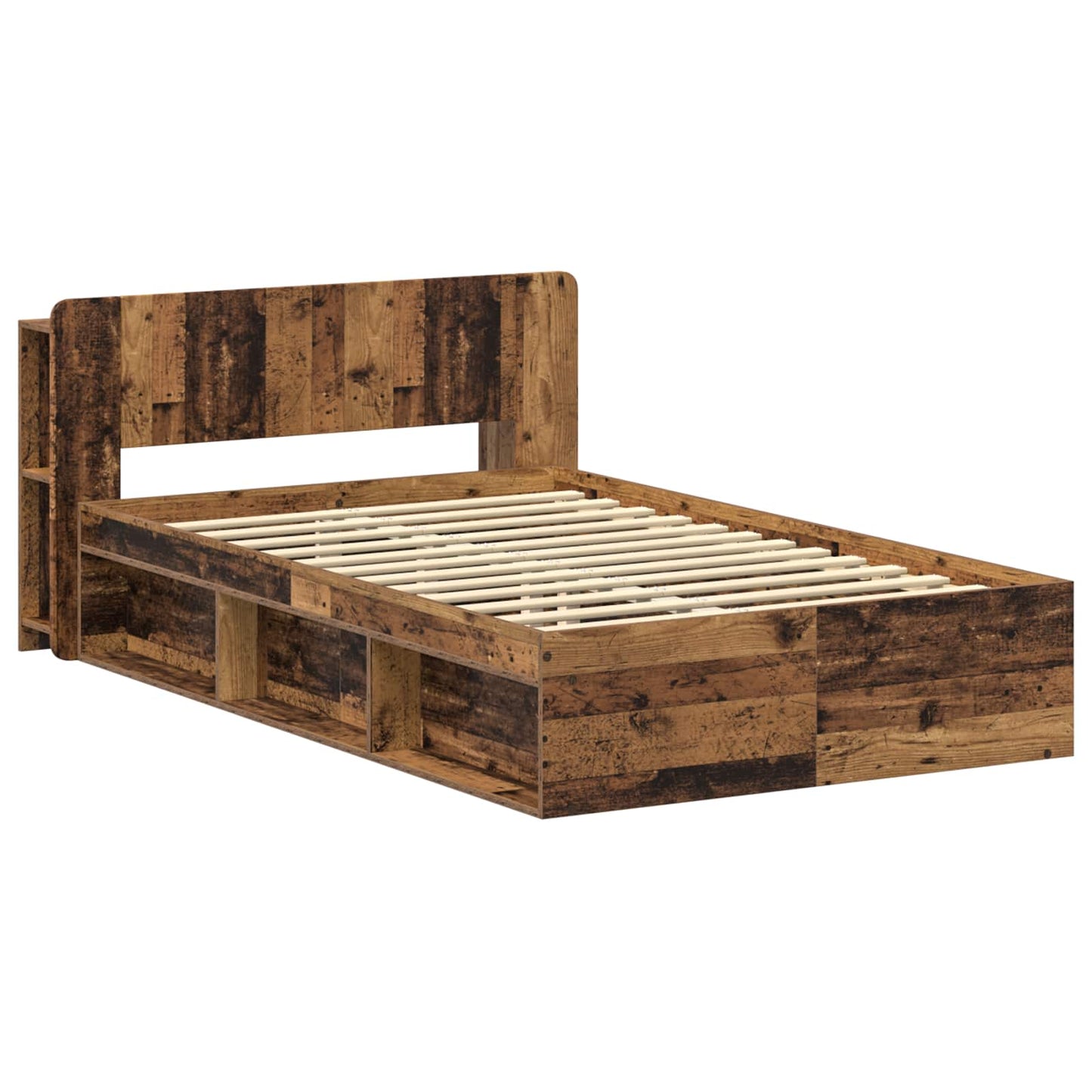 Sengeramme med oppbevaring Gammelt tre 120 x 190 cm