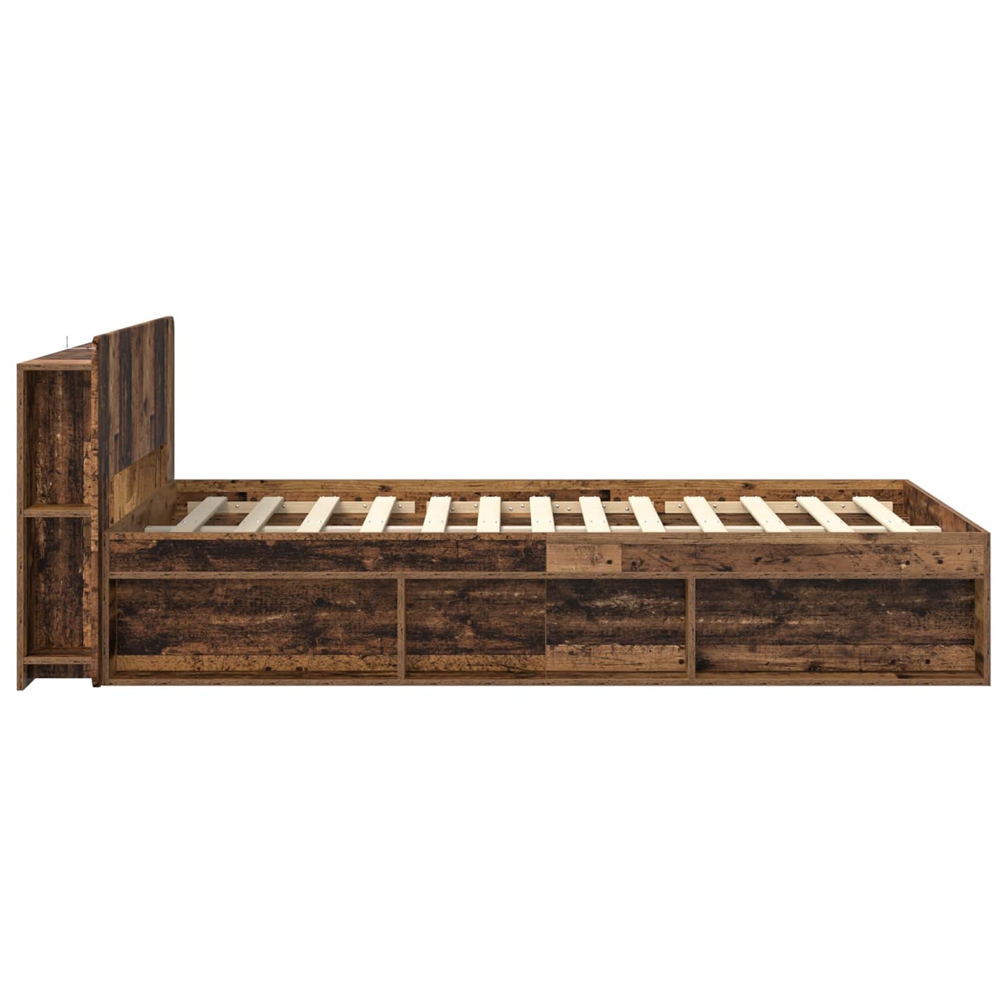 Sengeramme med oppbevaring Gammelt tre 120 x 190 cm
