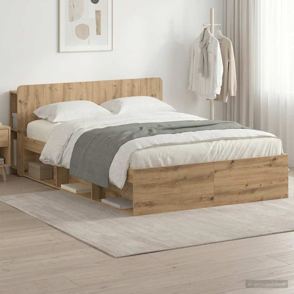 Sengeramme med oppbevaring Artisan eik 140 x 190 cm