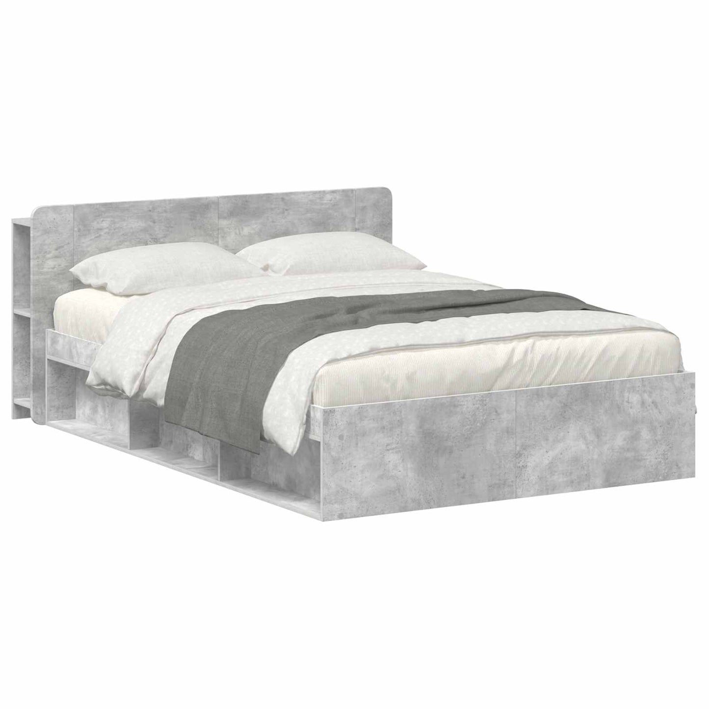 Sengeramme med oppbevaring Betonggrå 140 x 190 cm