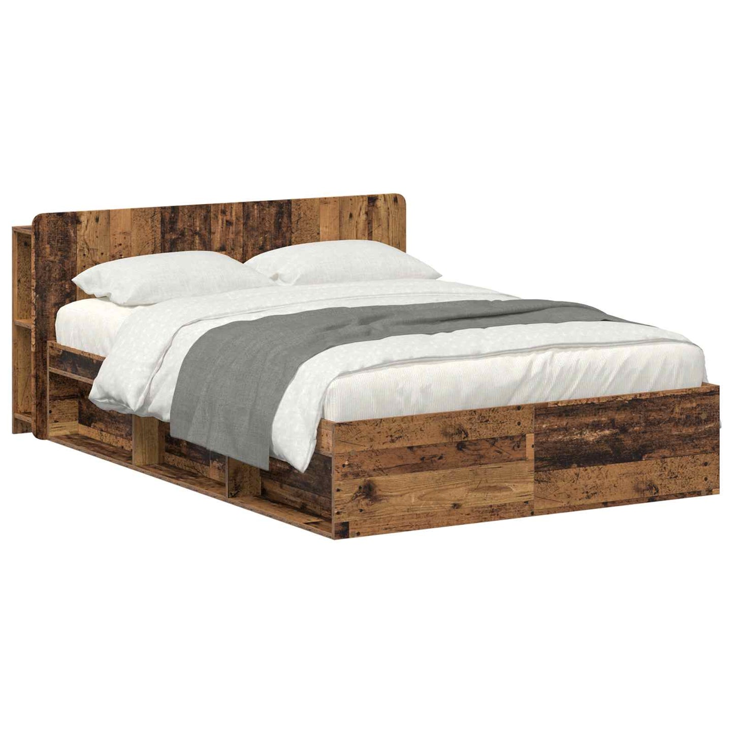 Sengeramme med oppbevaring Gammelt tre 150 x 200 cm