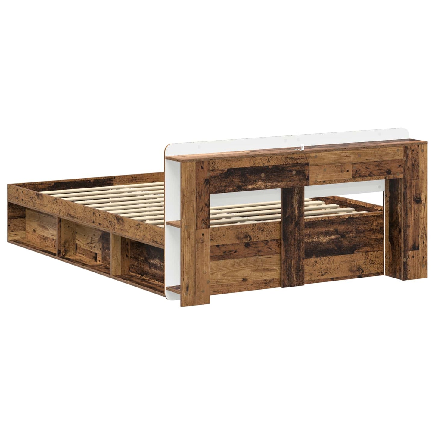 Sengeramme med oppbevaring Gammelt tre 150 x 200 cm
