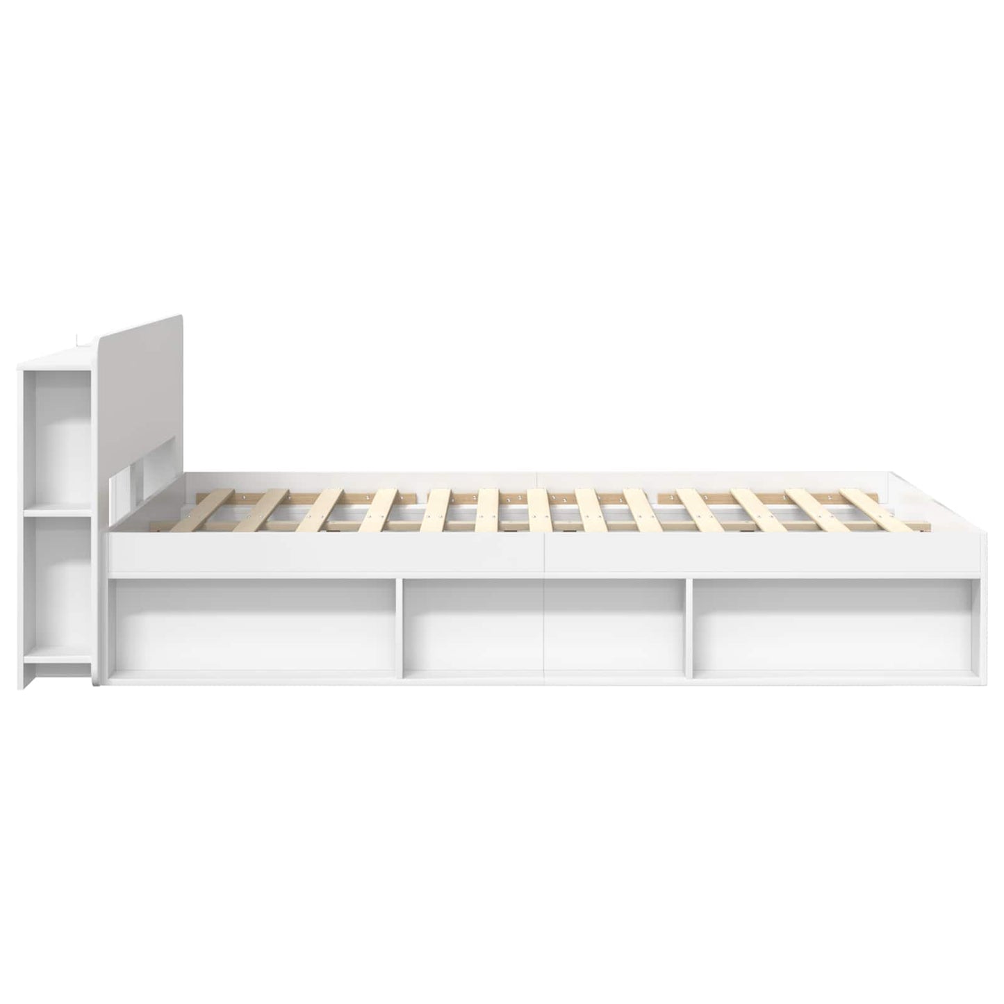 Sengeramme med oppbevaring Hvit 150 x 200 cm Konstruert tre