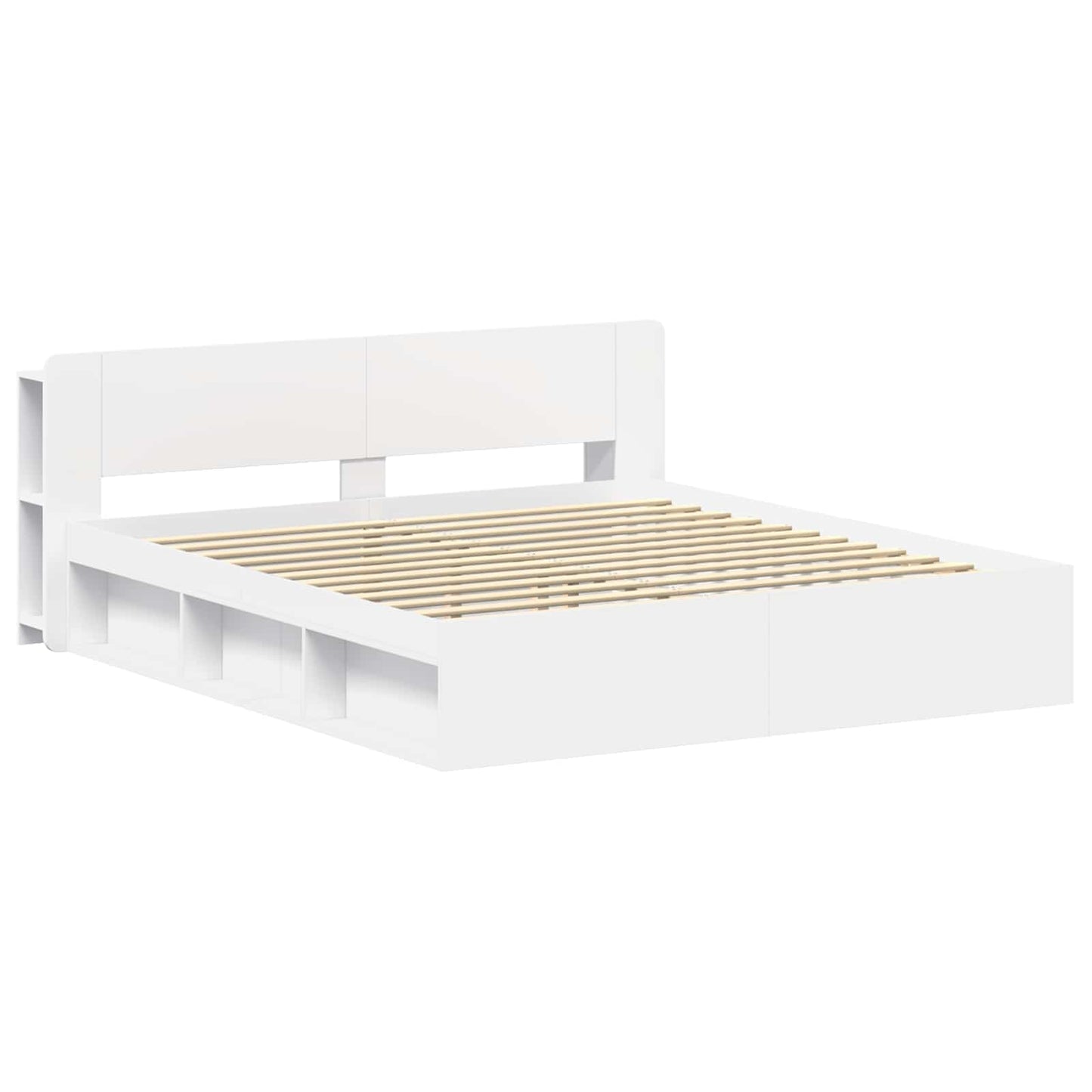 Sengeramme med oppbevaring Hvit 180 x 200 cm Konstruert tre