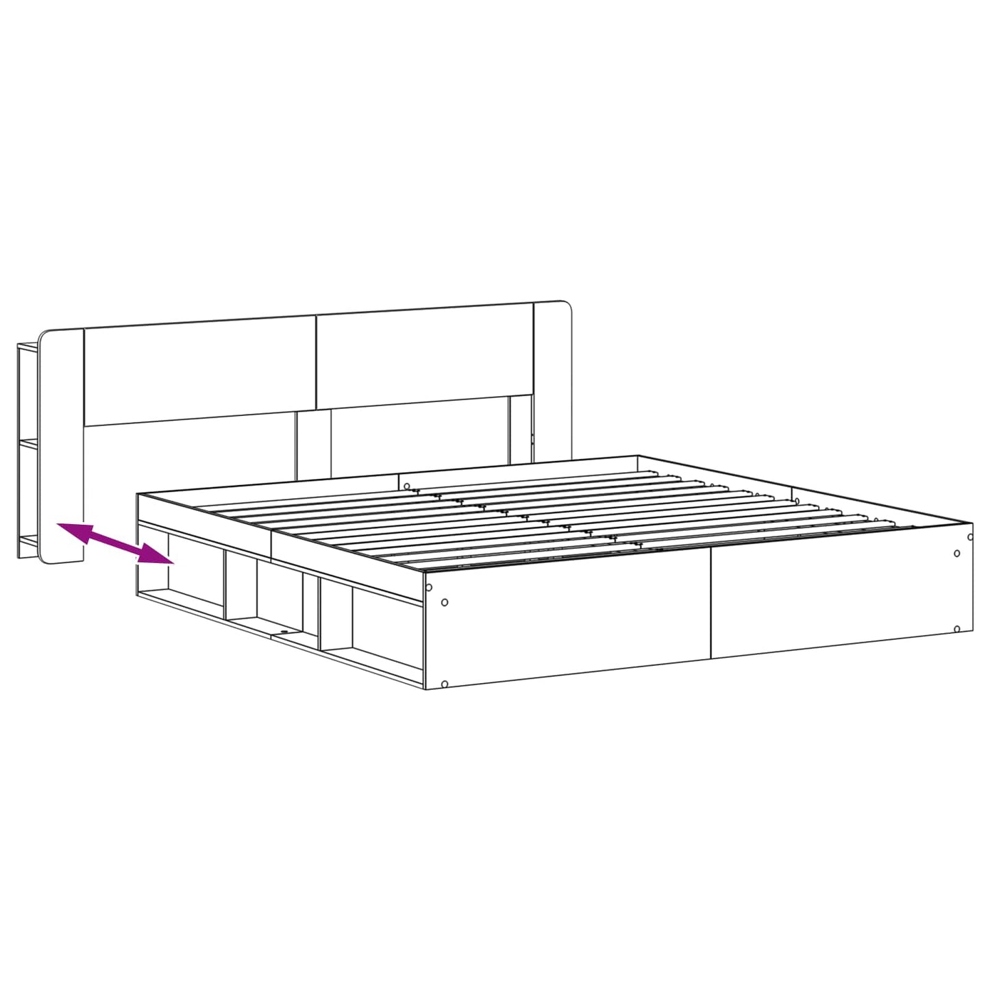 Sengeramme med oppbevaring Hvit 180 x 200 cm Konstruert tre