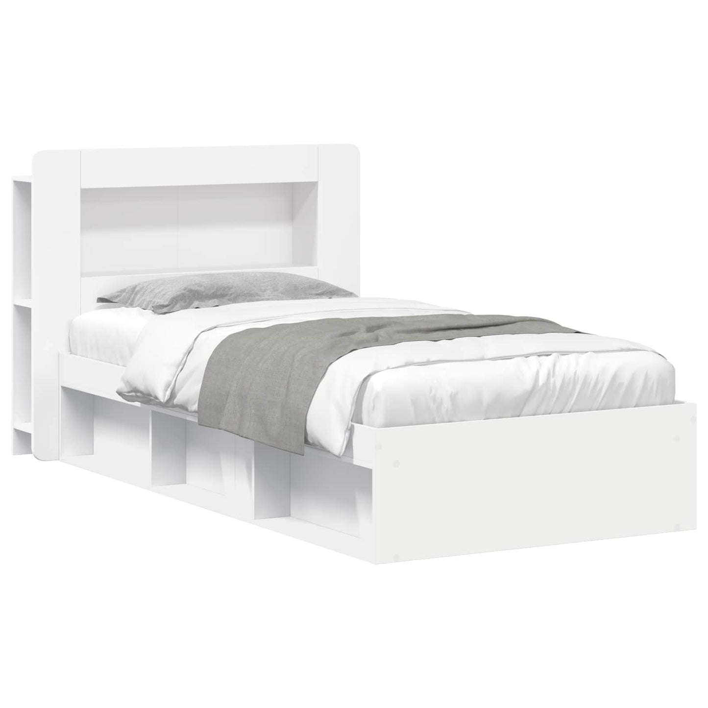 Sengeramme med oppbevaring Hvit 80 x 200 cm Konstruert tre