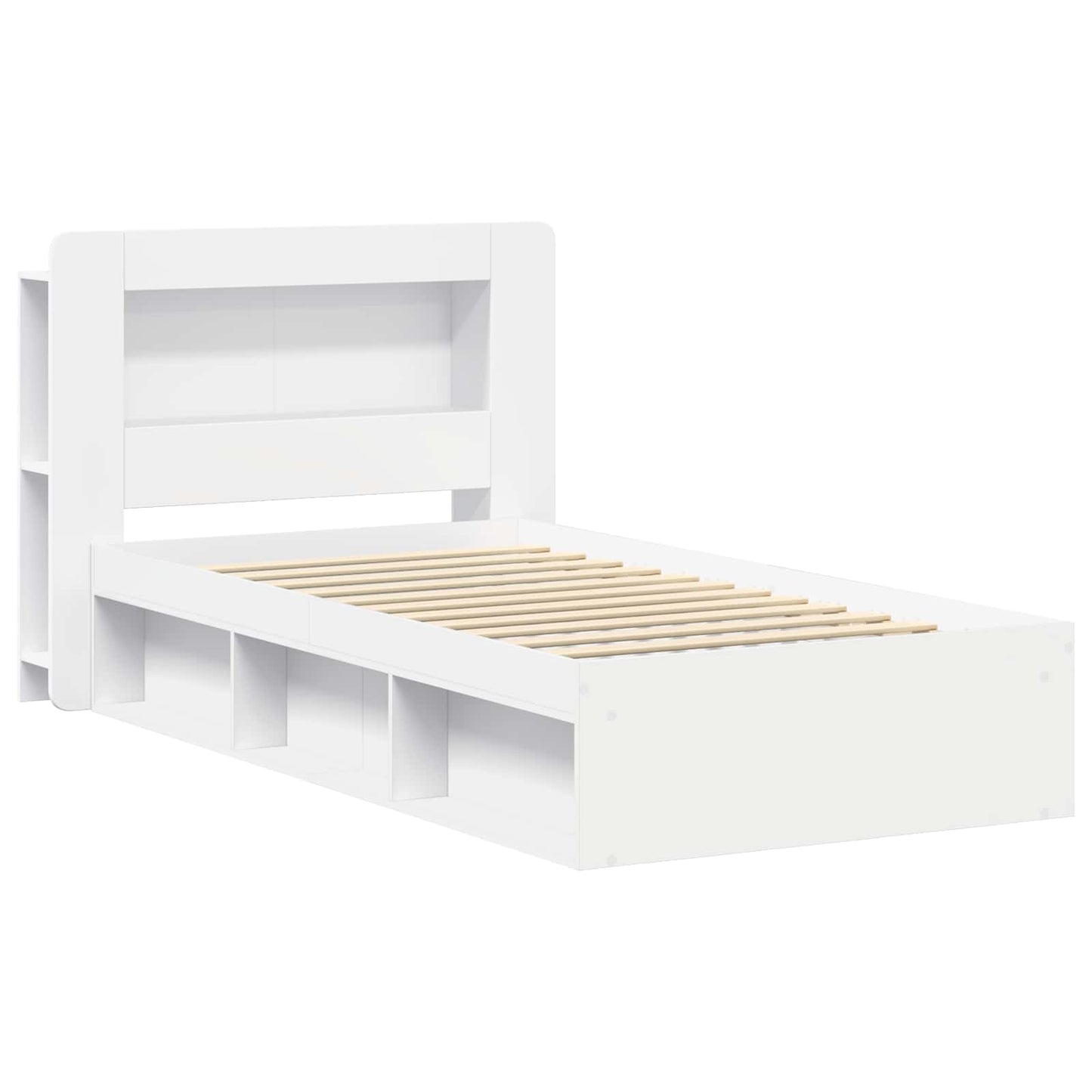 Sengeramme med oppbevaring Hvit 80 x 200 cm Konstruert tre